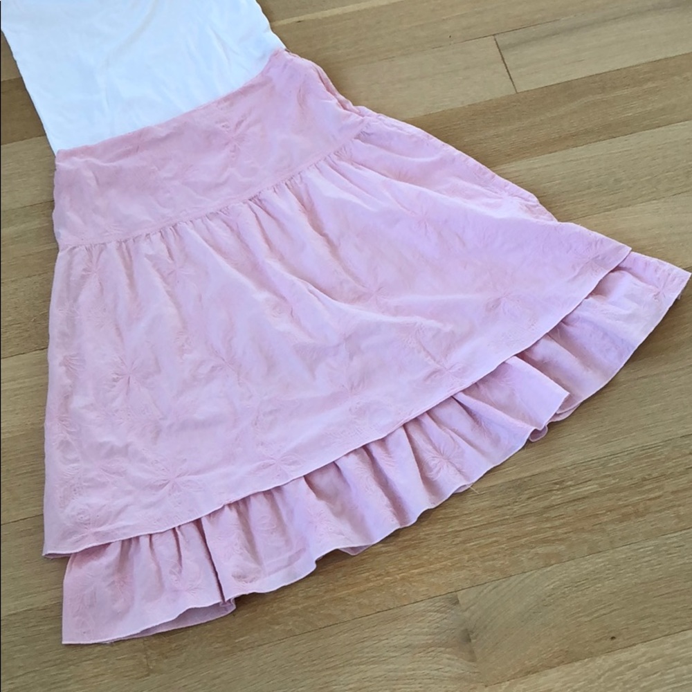 Final Touch Pink Skirt with Floral Embroidered Pattern - Size Small